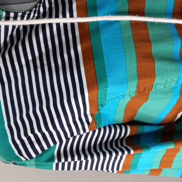 Striped Jacket, Draw String Collar W/ Snap up Sleeves Sz XL - Picture 3 of 8